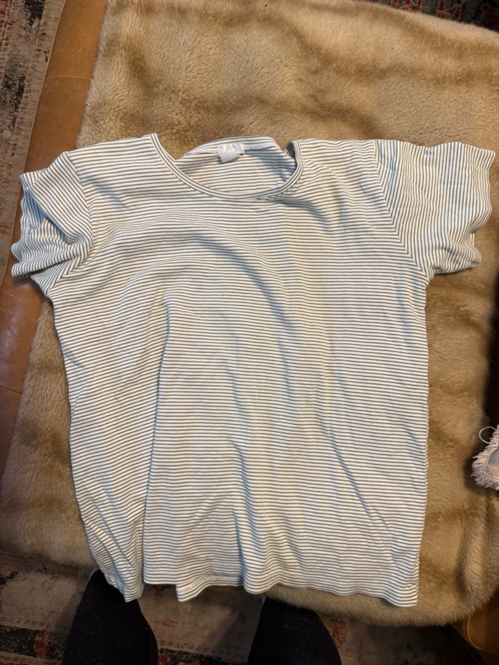 LAKE Pima Striped Crewneck Short-Short Pajama Set - White & Green